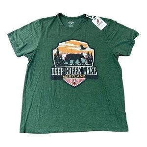 Deep Creek Lake Maryland Flint Badge Green Graphic Ladies T-Shirt NWT